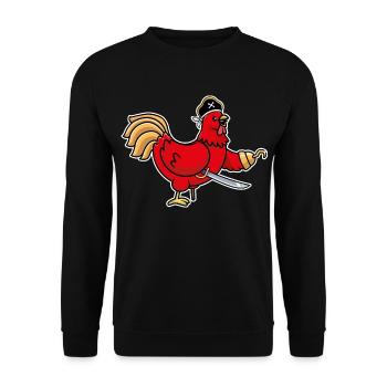 Humor Hen Funny Animal Pirate Rooster Chicken Hen - Unisex Sweatshirt - black - Front - Alina (178cm) & Michal (187cm)