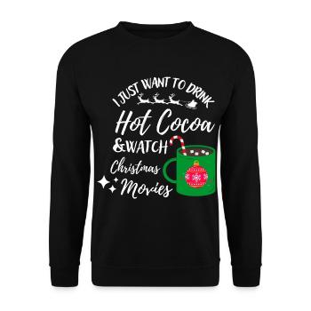 Ich will nur heißen Kakao & Weihnachtsfilm schauen - Unisex Pullover - Schwarz - Vorne - Alina (178cm) & Michal (187cm)