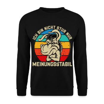 Ich bin nicht stur - nur meinungsstabil Esel - Unisex Pullover - Schwarz - Vorne - Alina (178cm) & Michal (187cm)