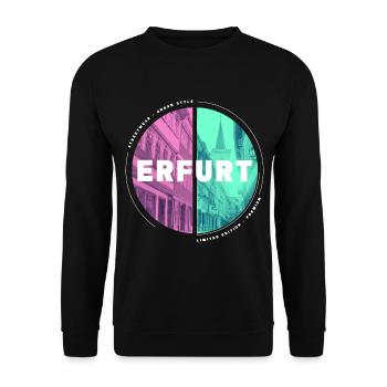 Erfurt Germany City Skyline Home Love - Unisex Sweatshirt - black - Front - Alina (178cm) & Michal (187cm)