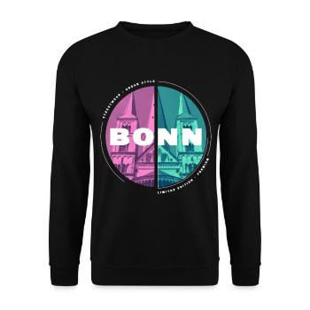 Bonn Deutschland Stadt Skyline Heimat Liebe - Unisex Pullover - Schwarz - Vorne - Alina (178cm) & Michal (187cm)