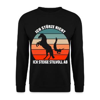 Voltigieren Reiten Reiter Voltigierer Akrobat - Unisex Pullover - Schwarz - Vorne - Alina (178cm) & Michal (187cm)