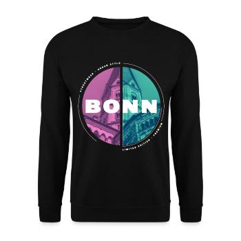 Bonn Deutschland Stadt Skyline Heimat Liebe - Unisex Pullover - Schwarz - Vorne - Alina (178cm) & Michal (187cm)