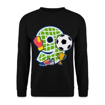 Fußball 9. Geburtstagsparty Nummer 9 - 9 Jahre - Unisex Pullover - Schwarz - Vorne - Alina (178cm) & Michal (187cm)