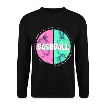 Baseball Ball Spieler USA Sport Vintage Retro - Unisex Pullover - Schwarz - Vorne - Alina (178cm) & Michal (187cm)