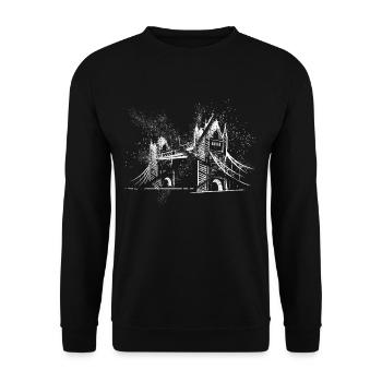 London England UK Stadt Skyline Grunge Splash - Unisex Pullover - Schwarz - Vorne - Alina (178cm) & Michal (187cm)