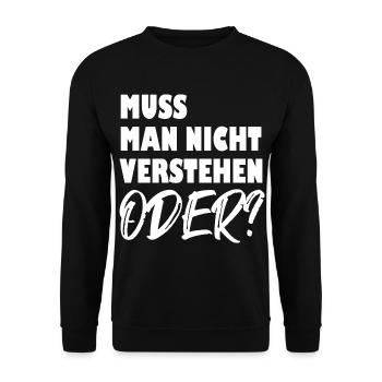 Lustige Sprüche in Deutsch - Unisex Pullover - Schwarz - Vorne - Alina (178cm) & Michal (187cm)