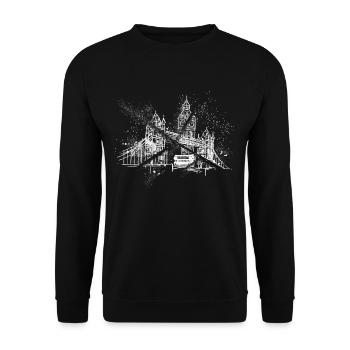 London England UK Stadt Skyline Grunge Splash - Unisex Pullover - Schwarz - Vorne - Alina (178cm) & Michal (187cm)