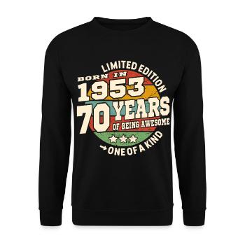 70 years - birthday 1953 - Unisex Sweatshirt - black - Front - Alina (178cm) & Michal (187cm)
