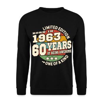 60 years - birthday 1963 - Unisex Sweatshirt - black - Front - Alina (178cm) & Michal (187cm)