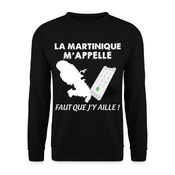 Martinique M'Appelle Citation Humour île passion - Sweat-shirt Unisexe - noir - Devant - Alina (178cm) & Michal (187cm)
