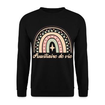 Cadeau Auxiliaire De Vie. auxiliaire de vie. - Sweat-shirt Unisexe - noir - Devant - Alina (178cm) & Michal (187cm)