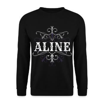 Aline Name Vorname Personalisiert - Unisex Pullover - Schwarz - Vorne - Alina (178cm) & Michal (187cm)