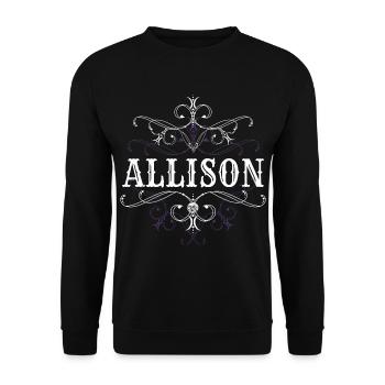 Allison Name Vorname Personalisiert - Unisex Pullover - Schwarz - Vorne - Alina (178cm) & Michal (187cm)