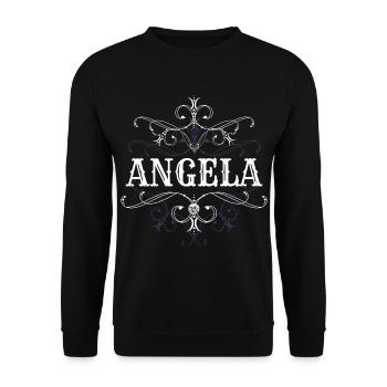 Angela Name Vorname Personalisiert - Unisex Pullover - Schwarz - Vorne - Alina (178cm) & Michal (187cm)