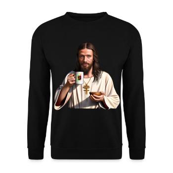 Jesus mochte Kaffee - Unisex Pullover - Schwarz - Vorne - Alina (178cm) & Michal (187cm)