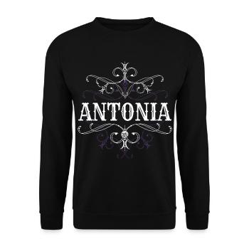 Antonia Name Vorname Personalisiert - Unisex Pullover - Schwarz - Vorne - Alina (178cm) & Michal (187cm)