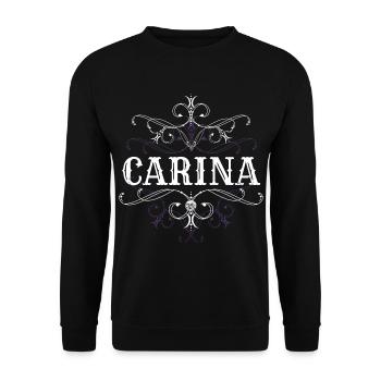 Carina Name Vorname Personalisiert - Unisex Pullover - Schwarz - Vorne - Alina (178cm) & Michal (187cm)