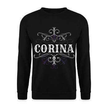 Corina Name Vorname Personalisiert - Unisex Pullover - Schwarz - Vorne - Alina (178cm) & Michal (187cm)
