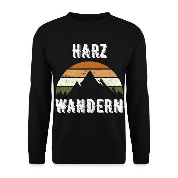Harz Natur wandern Berge Geschenkidee - Unisex Pullover - Schwarz - Vorne - Alina (178cm) & Michal (187cm)