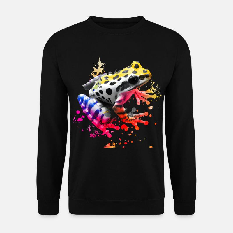 Bunter Frosch mit Farbspritzern - Unisex Pullover - Schwarz