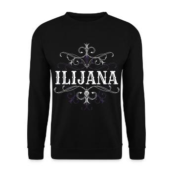 Ilijana Name Vorname Personalisiert - Unisex Pullover - Schwarz - Vorne - Alina (178cm) & Michal (187cm)