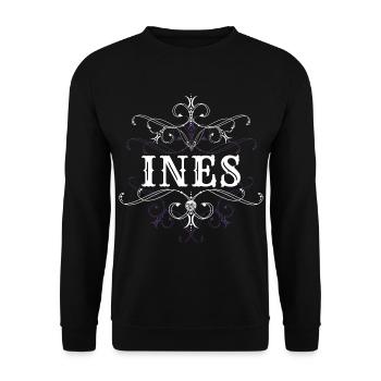 Ines Name Vorname Personalisiert - Unisex Pullover - Schwarz - Vorne - Alina (178cm) & Michal (187cm)