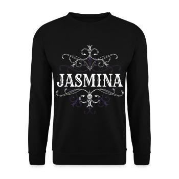 Jasmina Name Vorname Personalisiert - Unisex Pullover - Schwarz - Vorne - Alina (178cm) & Michal (187cm)