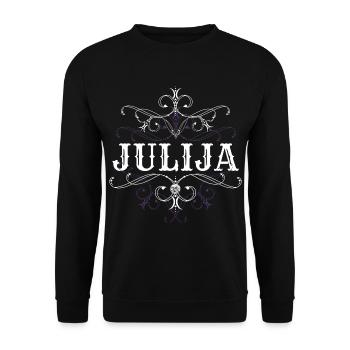 Julija Name Vorname Personalisiert - Unisex Pullover - Schwarz - Vorne - Alina (178cm) & Michal (187cm)