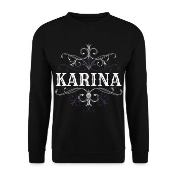 Karina Name Vorname Personalisiert - Unisex Pullover - Schwarz - Vorne - Alina (178cm) & Michal (187cm)