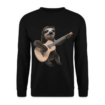 Faultier mit Gitarre - Unisex Pullover - Schwarz - Vorne - Alina (178cm) & Michal (187cm)