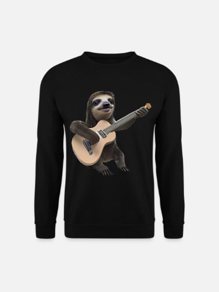 Faultier mit Gitarre - Unisex Pullover - Schwarz