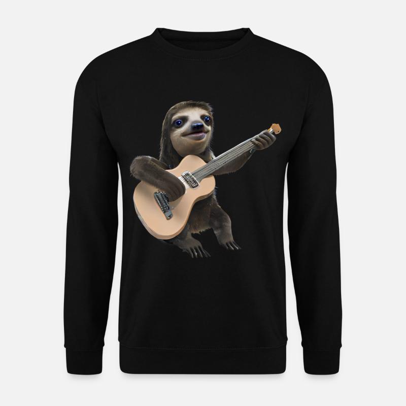 Faultier mit Gitarre - Unisex Pullover - Schwarz