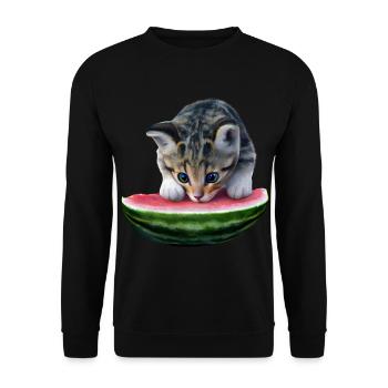 Chat et pastèque - Sweat-shirt Unisexe - noir - Devant - Alina (178cm) & Michal (187cm)