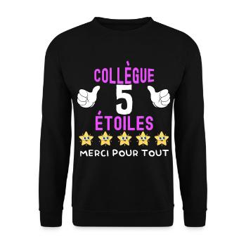 Collègue 5 étoiles message drôle départ entreprise - Sweat-shirt Unisexe - noir - Devant - Alina (178cm) & Michal (187cm)