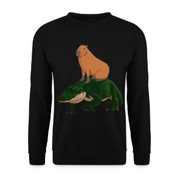 Capybara Alligator - Unisex Sweatshirt - black - Front - Alina (178cm) & Michal (187cm)