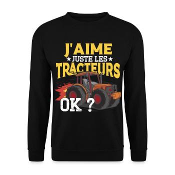 J'Aime Juste Les Tracteurs - Sweat-shirt Unisexe - noir - Devant - Alina (178cm) & Michal (187cm)