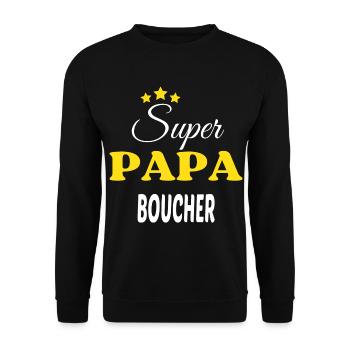 Super Papa BOUCHER ANNIVERSAIRE - Sweat-shirt Unisexe - noir - Devant - Alina (178cm) & Michal (187cm)