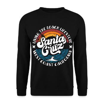 Santa Cruz California vintage retro Surfing Stadt - Unisex Pullover - Schwarz - Vorne - Alina (178cm) & Michal (187cm)