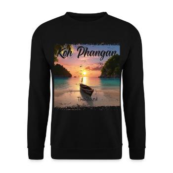 Koh Phangan Thailand Sonnenuntergang - Unisex Pullover - Schwarz - Vorne - Alina (178cm) & Michal (187cm)