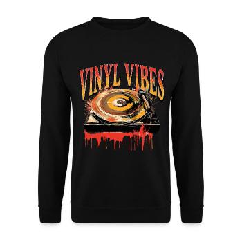 Disque Vinyle LP Platine Rétro - Sweat-shirt Unisexe - noir - Devant - Alina (178cm) & Michal (187cm)