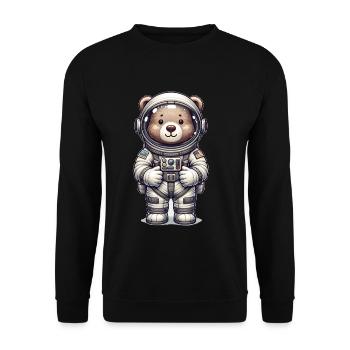 Cute Bear Astronaut - Unisex Pullover - Schwarz - Vorne - Alina (178cm) & Michal (187cm)