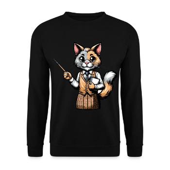 Cute Cat Teacher - Unisex Sweatshirt - black - Front - Alina (178cm) & Michal (187cm)