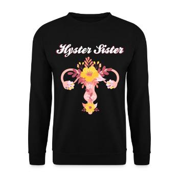 Hysterektomie | Gebärmutter Feministin Geschenke - Unisex Pullover - Schwarz - Vorne - Alina (178cm) & Michal (187cm)