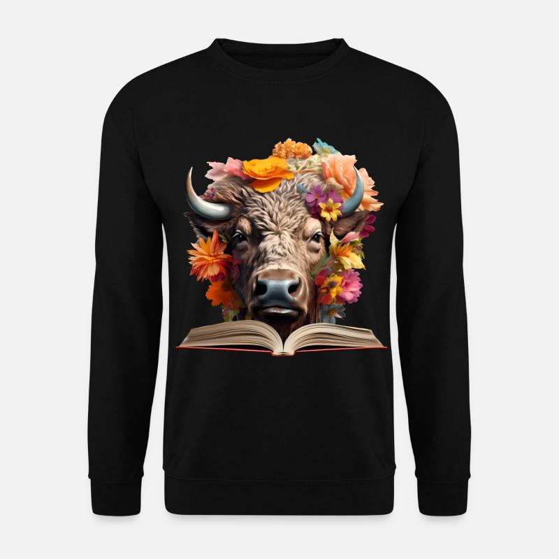 Bison Lesen Buch - Unisex Pullover - Schwarz