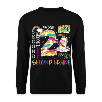 2nd Grade Unicorn - Unisex Sweatshirt - black - Front - Alina (178cm) & Michal (187cm)