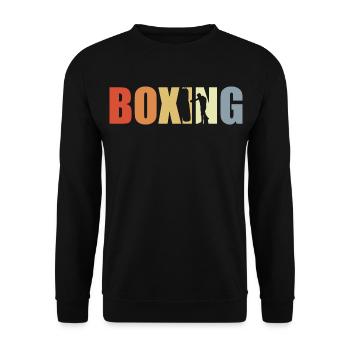 Boxen Vintage Look - Unisex Pullover - Schwarz - Vorne - Alina (178cm) & Michal (187cm)