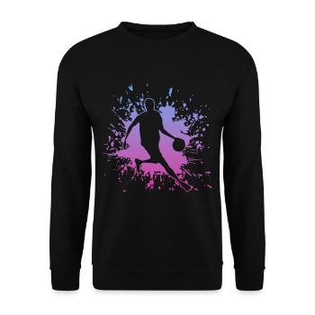 Kleks mit Basketballer - Unisex Pullover - Schwarz - Vorne - Alina (178cm) & Michal (187cm)