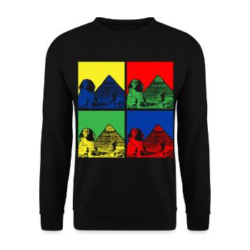 Egyptian Legacy Pop Art Sphinx Pyramids - Unisex Sweatshirt - black - Front - Alina (178cm) & Michal (187cm)