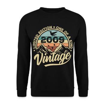 Original Jahrgang 2009 Geburtstagsgeschenk 2009 - Unisex Pullover - Schwarz - Vorne - Alina (178cm) & Michal (187cm)